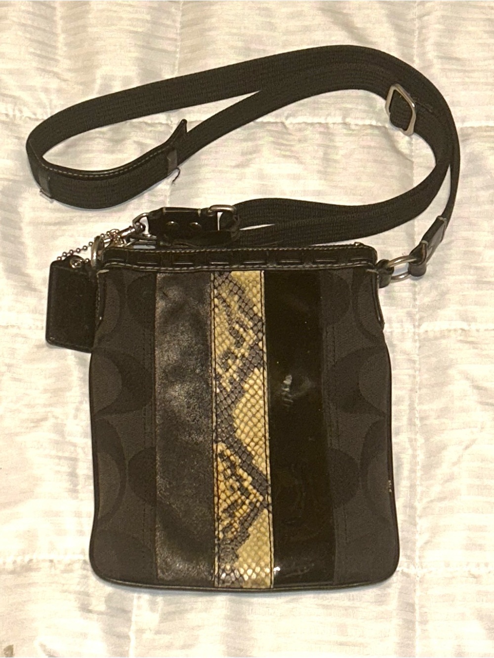 Vintage Coach 2006 Hamptons 10266 Python Stripe Swingpack Crossbody Brown Y2K